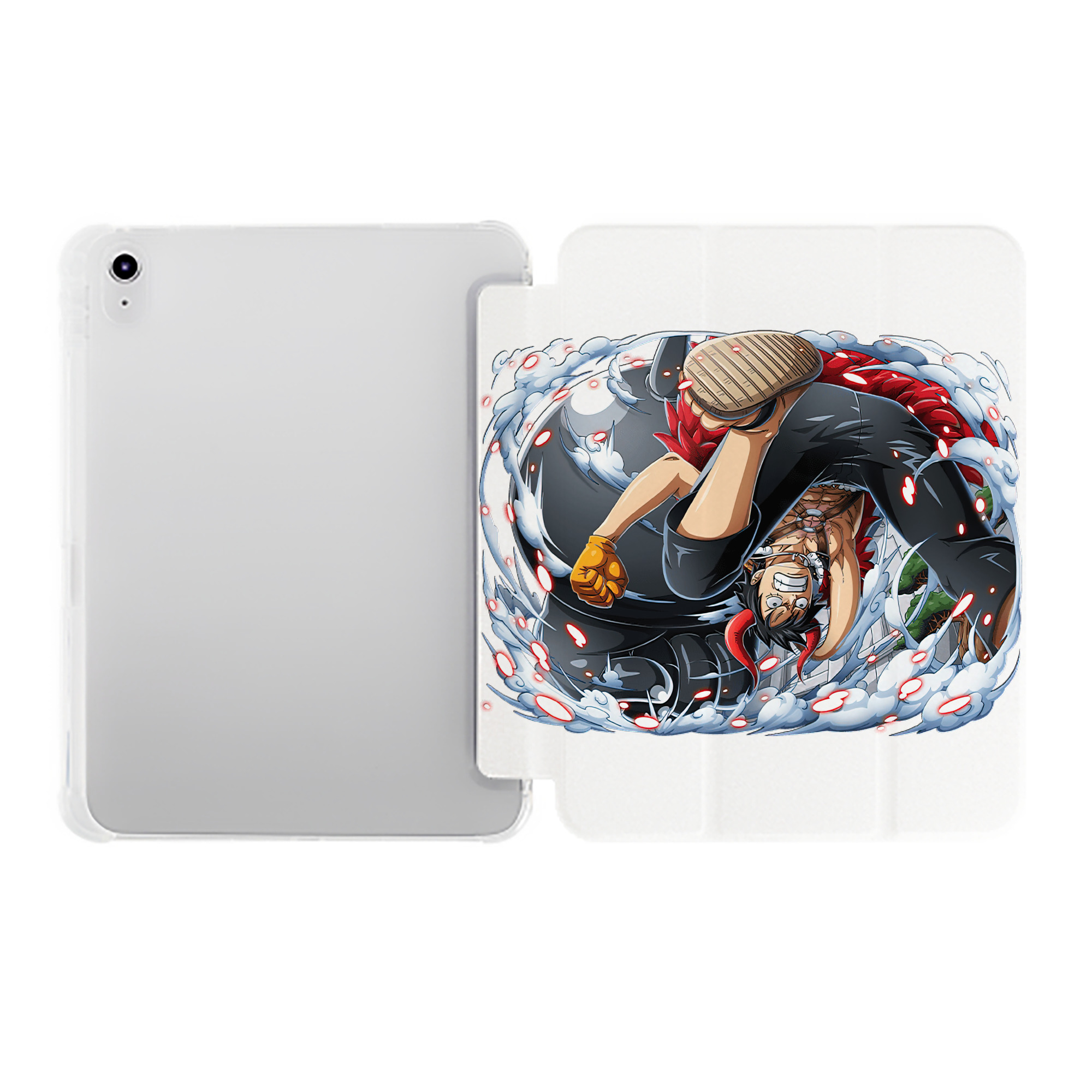 （画像用） ワンピース モンキー・D・ルフィ ONE PIECE Monkey D. Luffy IPad ケース ペン収納付き 三つ折りスタンド PUレザー×シリコン 対応機種9.5/10.5/10.9インチ